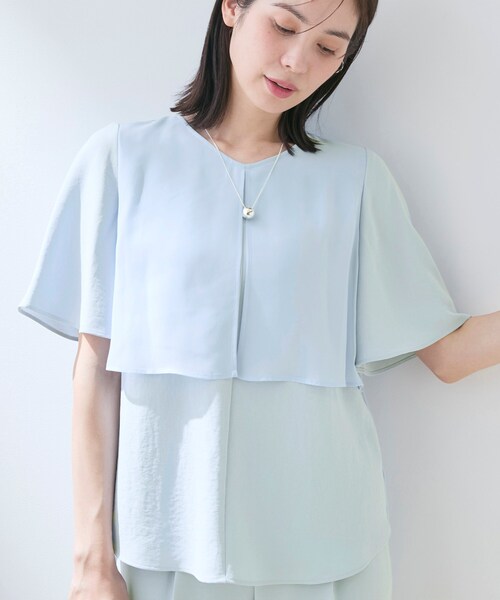 ブラウス シャツ 「着る日傘」シフォンドッキングブラウス レディースの画像