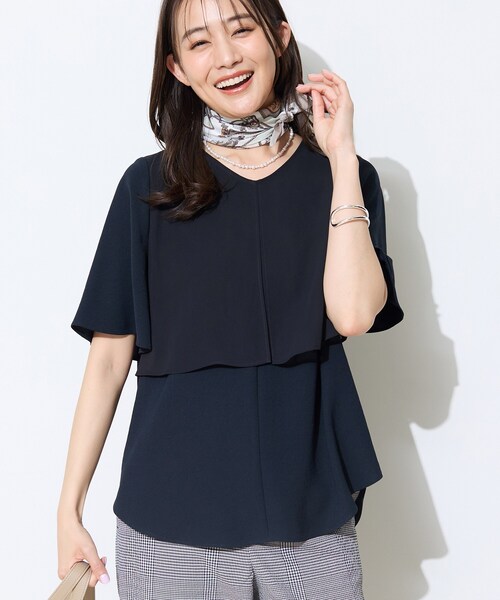 ブラウス シャツ 「着る日傘」シフォンドッキングブラウス レディースの画像