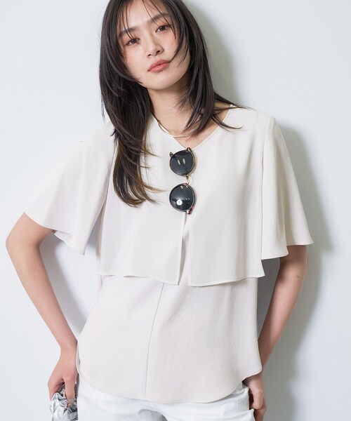 ブラウス シャツ 「着る日傘」シフォンドッキングブラウス レディースの画像