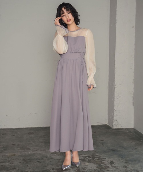 「GIRL」 長袖ワンピース 2L ブルーグレー レディース_画像6