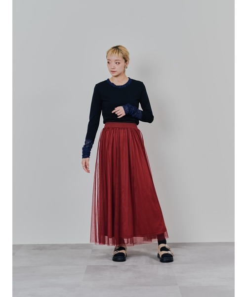 「DOLLUPOOPS」 ロングスカート 38 レッド レディース_画像6