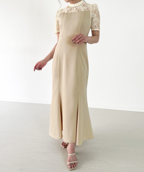 「junoah」 半袖ワンピース MEDIUM ベージュ レディース_画像5