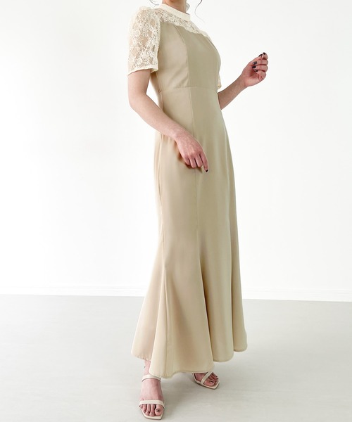 「junoah」 半袖ワンピース MEDIUM ベージュ レディース_画像6