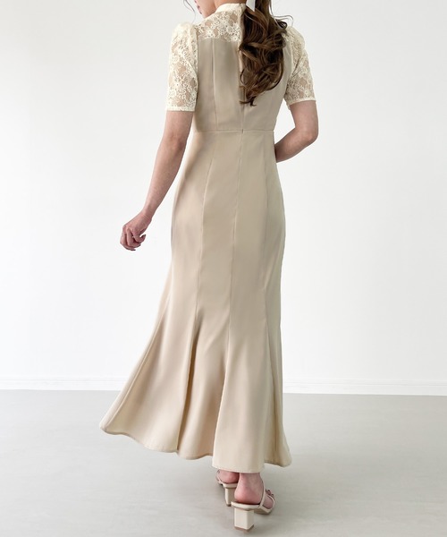「junoah」 半袖ワンピース MEDIUM ベージュ レディース_画像7