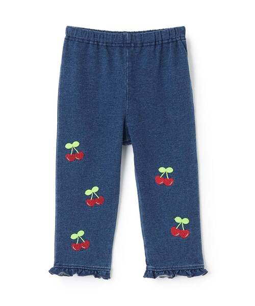 パンツ さくらんぼニットデニムパンツ キッズ 子供服 女の子