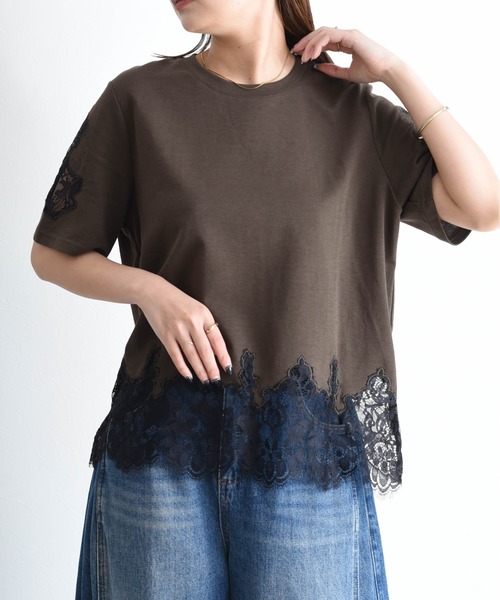 Eimee Law（エイミーロウ） tシャツ 半袖 レースエンブロTシャツ