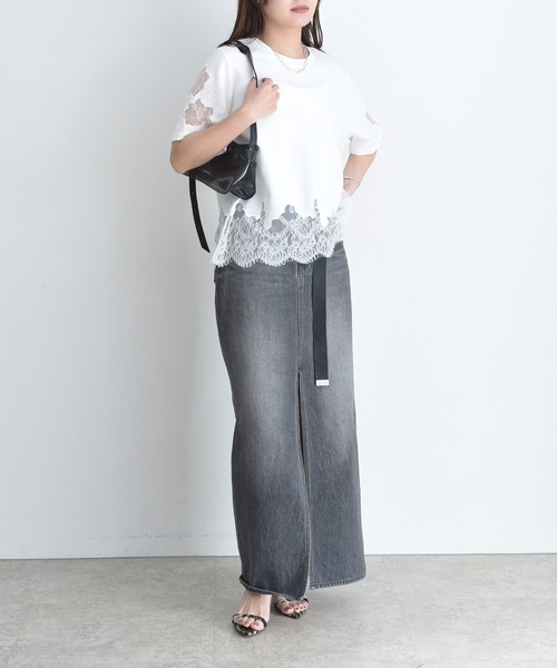 tシャツ レースエンブロTシャツ レディースの画像