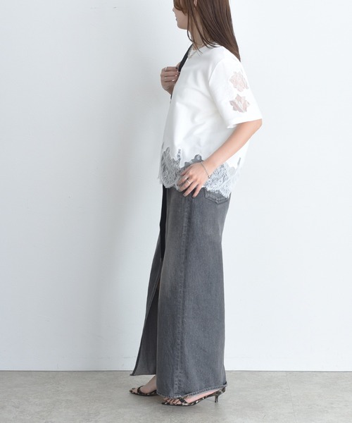 tシャツ レースエンブロTシャツ レディースの画像