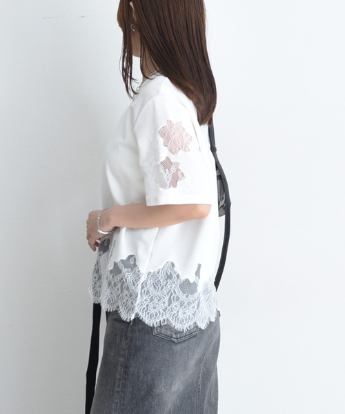 tシャツ レースエンブロTシャツ レディースの画像
