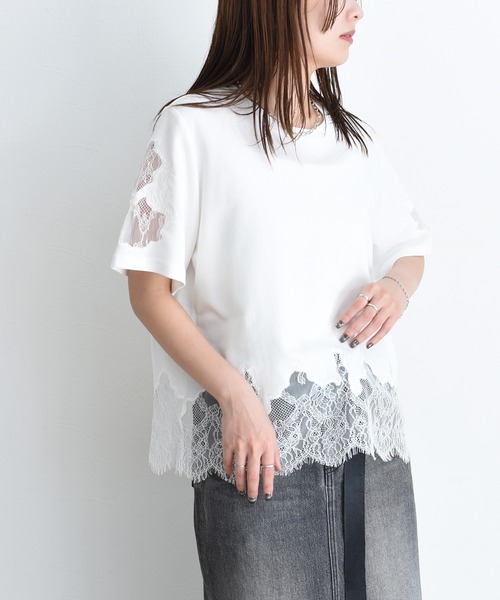 tシャツ レースエンブロTシャツ レディースの画像