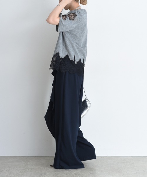 tシャツ レースエンブロTシャツ レディースの画像