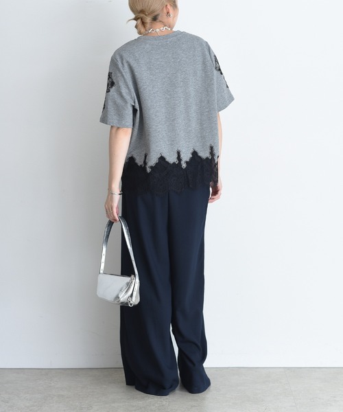 tシャツ レースエンブロTシャツ レディースの画像