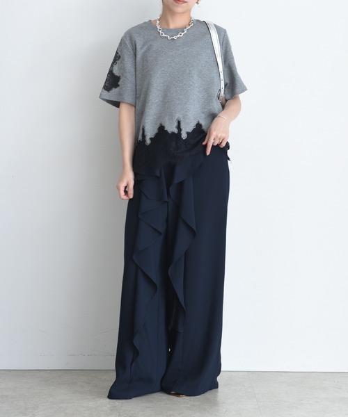 tシャツ レースエンブロTシャツ レディースの画像