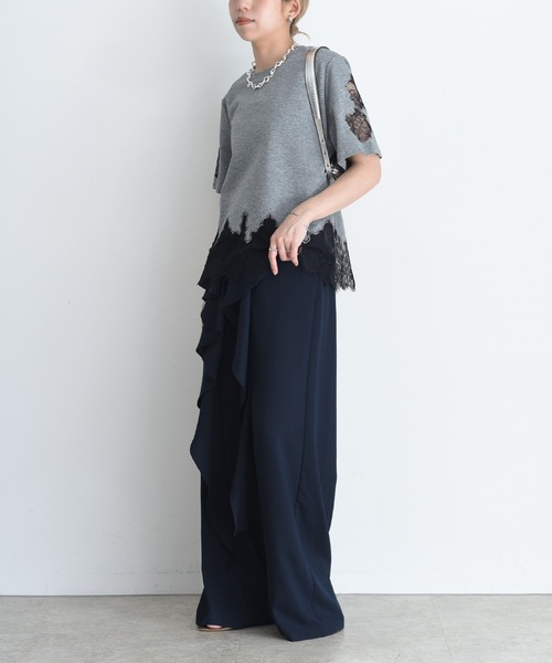 tシャツ レースエンブロTシャツ レディースの画像