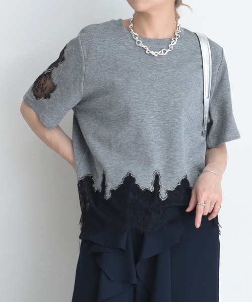 tシャツ レースエンブロTシャツ レディースの画像