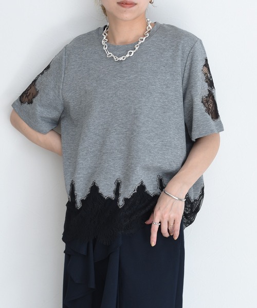 tシャツ レースエンブロTシャツ レディースの画像