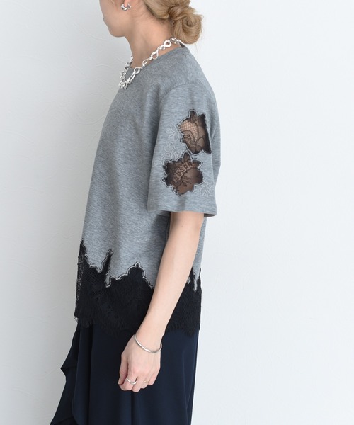 tシャツ レースエンブロTシャツ レディースの画像