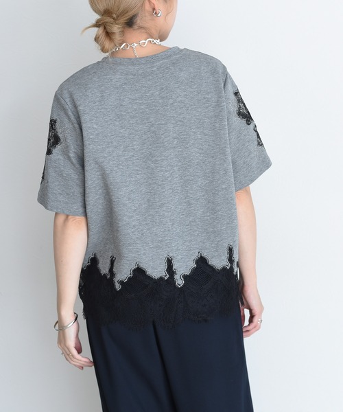 tシャツ レースエンブロTシャツ レディースの画像