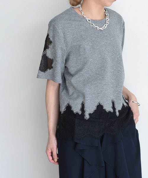tシャツ レースエンブロTシャツ レディースの画像