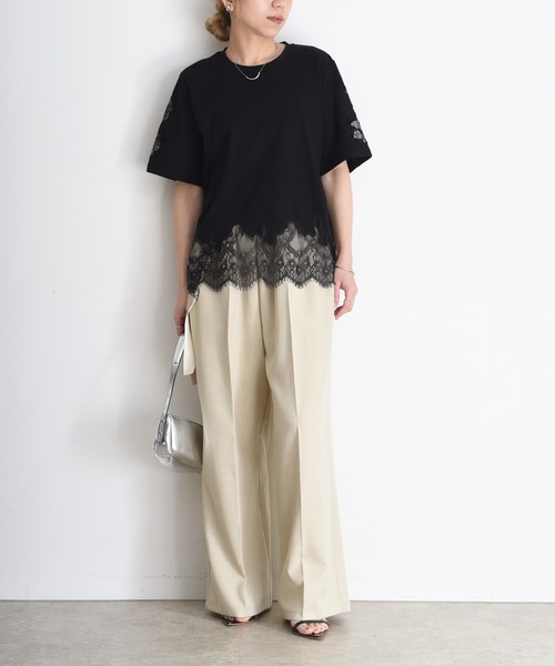 tシャツ レースエンブロTシャツ レディースの画像