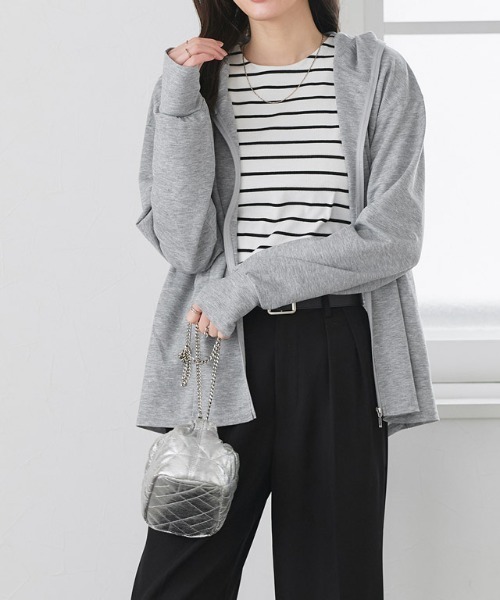 「Pierrot」 ジップアップパーカー L 杢グレー レディース_画像3