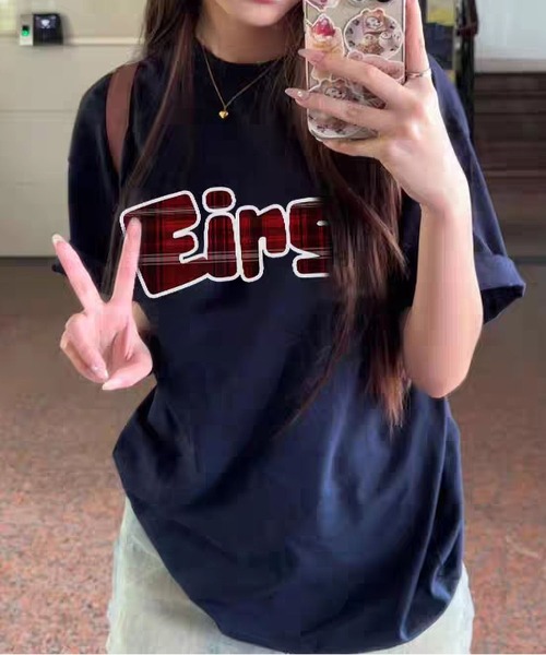 MAISON DE THERESE（メゾン ド テレーズ） tシャツ 半袖 チェック ロゴ