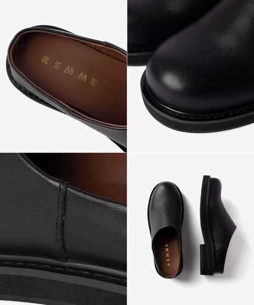 REMME（レメ） 厚底 サンダル ミュール 「REMME / レメ」レザー サボ