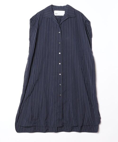 専用【美品】TICCA ティッカ ストライプ ワンピース ブラウス TICCA（ティッカ） ストライプ柄シャツワンピース FREE ネイビー