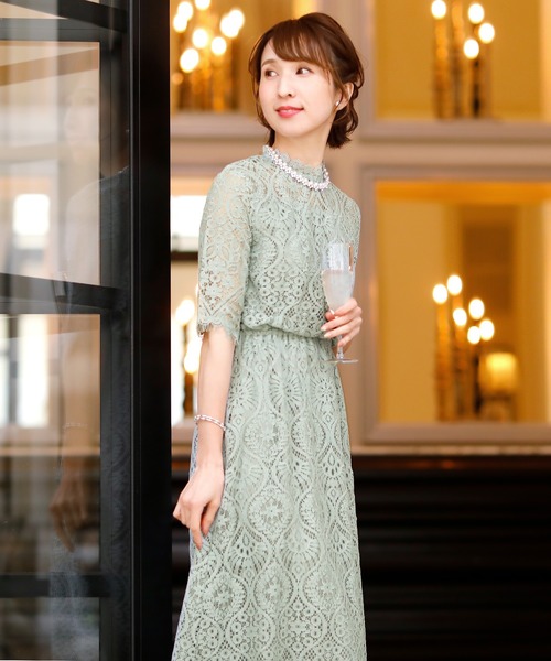 なレースを ドレス 通販 Paypayモール 結婚式ワンピースドレス七分袖と