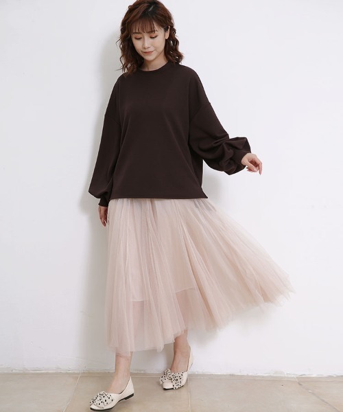 トレーナー スウェット ラウンドネックバルーンスリーブスウェット