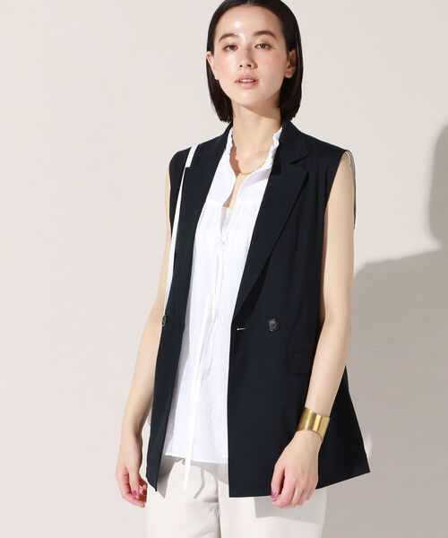 ノーリーズ　ジレ　ベスト NOLLEY'S ベスト ジレ リネン風シアージレ レディース