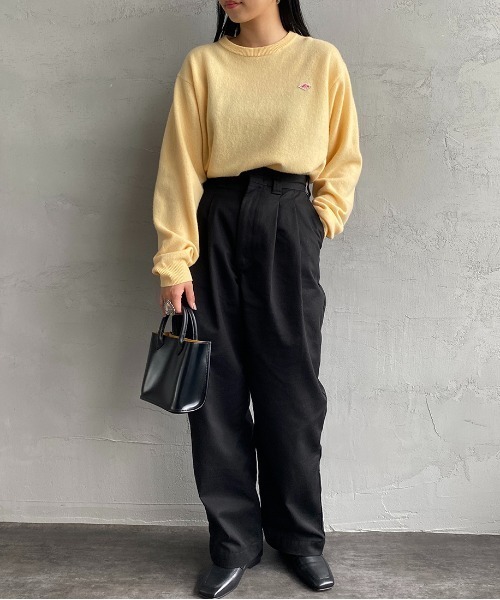 DANTON ワンポイントロゴ クルーネックプルオーバーニット　オートミール Danton ニット [DANTON/ダントン] ワンポイントクルーネック