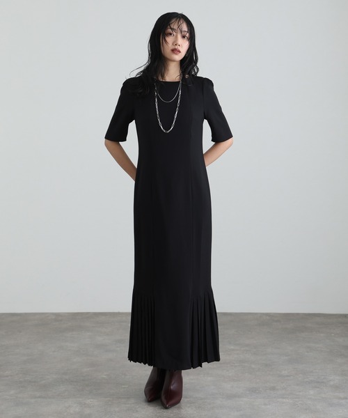 atlo（アトロ） ドレス 結婚式 パーティードレス シンプルタイト袖あり