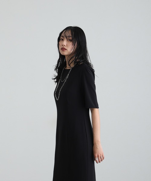 atlo（アトロ） ドレス 結婚式 パーティードレス シンプルタイト袖あり