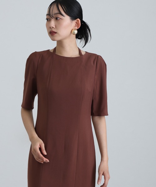 atlo（アトロ） ドレス 結婚式 パーティードレス シンプルタイト袖あり