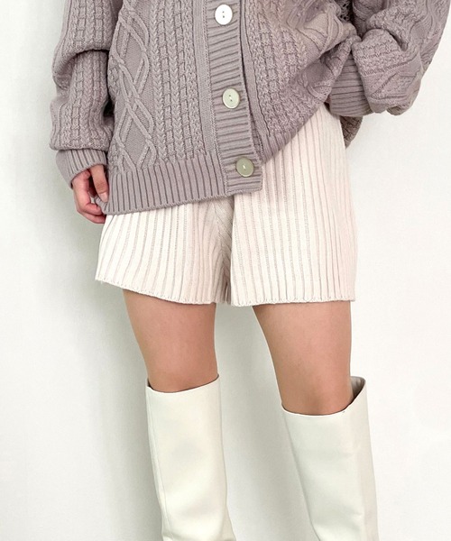 【関税込み】A.P.C. オフホワイト Elisabeth トラウザーズ パンツ ワイドリブニット ショートパンツ レディース : ZOZOTOWN