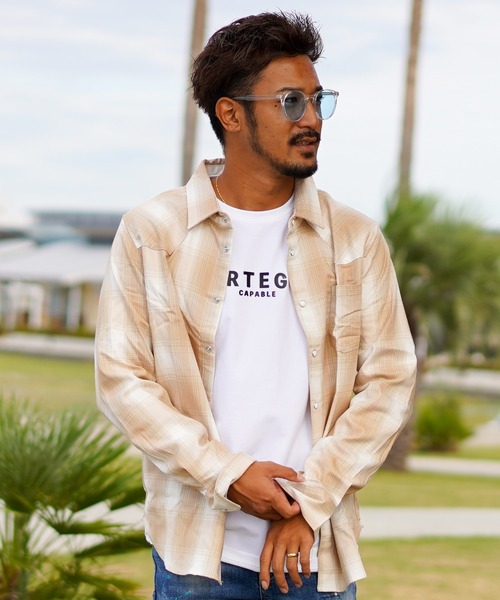 RING MILANO オンブレ センタータック チェックロングシャツ RING MILANO オンブレ センタータック チェックロングシャツ
