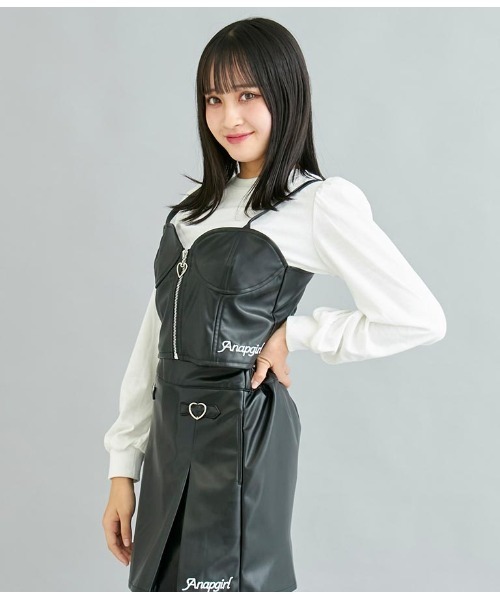 ANAP GiRL（アナップガール） tシャツ フェイクレザービスチェ 
