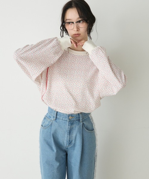 forksy.（フォルクシー） tシャツ 「forksy.」小花柄ワッフルメロー