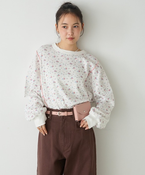 forksy.（フォルクシー） tシャツ 「forksy.」小花柄ワッフルメロー