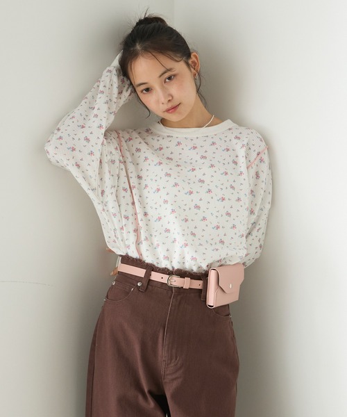 forksy.（フォルクシー） tシャツ 「forksy.」小花柄ワッフルメロー