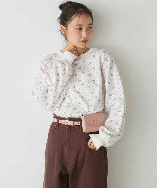 forksy.（フォルクシー） tシャツ 「forksy.」小花柄ワッフルメロー