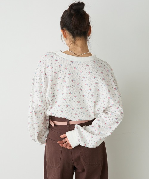 forksy.（フォルクシー） tシャツ 「forksy.」小花柄ワッフルメロー