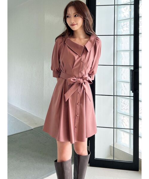 ルオシー  ミニワンピ RESEXXY シャツワンピース アシメカラーシャツミニワンピース
