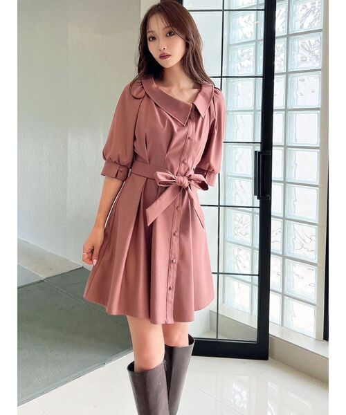 RESEXXY シャツワンピース アシメカラーシャツミニワンピース