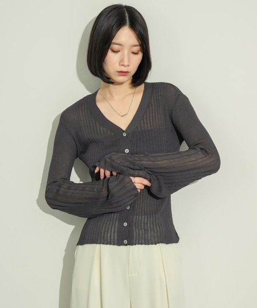 NEUNA（ヌナ） カーディガン フレアスリーブリブサマーカーディガン