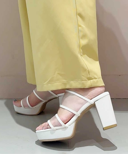 ESPERANZA サンダル ダブルベルトラメ厚底ミュールサンダル 24SS