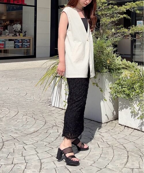 ESPERANZA サンダル ダブルベルトラメ厚底ミュールサンダル 24SS