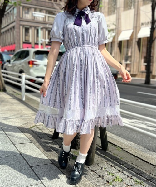 MORI-KEI 古着 axes femme ベロアリボン レース刺繍ワンピ MORI-KEI 古着 axes femme ベロアリボン レース刺繍ワンピ