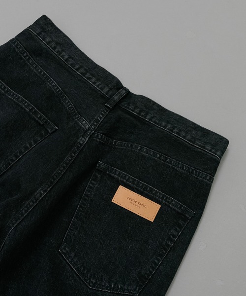PUBLIC TOKYO デニム ワイド ダークグレー センタープレス メンズ PUBLIC TOKYO ジーンズ 「セットアップ対応」エバークリース